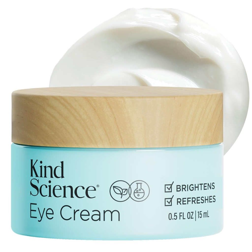 Kind Science by Ellen DeGeneres Eye Cream - Under Eye Cream for Wrinkles Notically Lisse & Hyisturizes - Anti vieillissement avec l'acide hyaluronuique, vitamine C - Sans fragrance, sans parabène, 0,5 fl oz