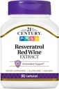 Capsules d'extrait de vin rouge Resvératrol du 21ème siècle, 90Conte