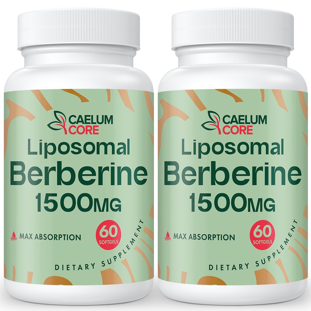 Liposomale Berberine HCL - Berberine 1500mg haute biodisponibilité, supplément berbère pour les femmes et les hommes (2 pack)