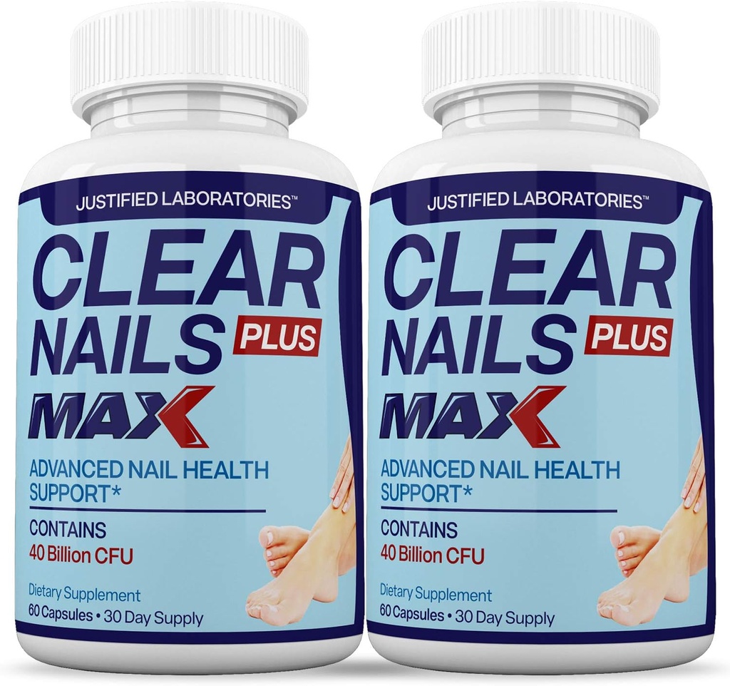 Justified Laboratories (2 Pack) Clear Nails Plus Max Pills 40 Billion CFU Probiotic 60 Capsules