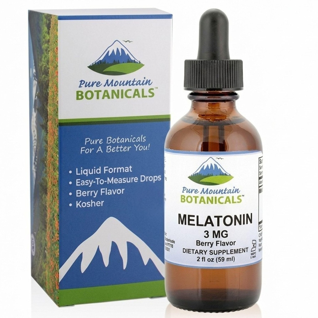 Melatonine liquide 3mg - Berry naturel aromatisé casher Melatonine baisse dans 2oz bouteille en verre