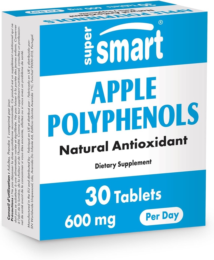 Supersmart - Supplément de polyphénols de pomme 600mg par jour (haute résistance 80% de polyphénols) - Extrait de pomme