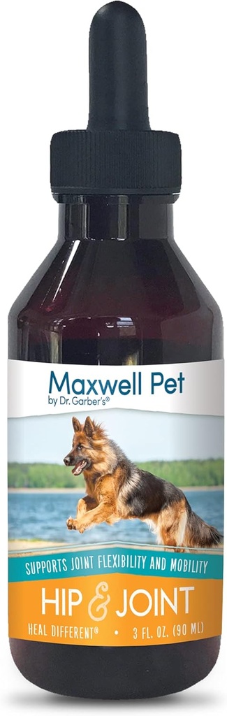 Maxwell Pet par Dr Garber – Hip & Joint pour chiens - Le premier supplément de biothérapie naturelle gouttes pour soutenir et restaurer la santé de la hanche et des articulations, réparer et soulager la hanche et la douleur articulaire, et améliorer la mobilité – 90ml