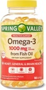 Spring Valley Oméga-3 1000 mg d'huile de poisson, coeur, santé cérébrale, citron, 180 softgels