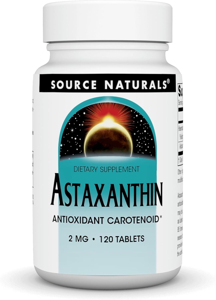 Source Naturelles Astaxanthine, Caroténoïde antioxydant, 2mg - 120 comprimés