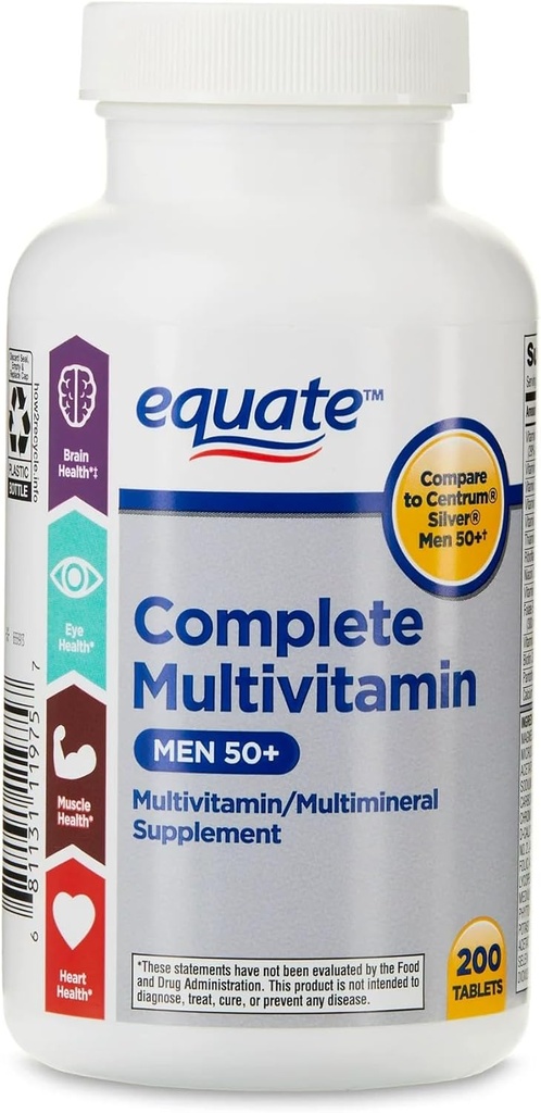 ikj Comprimés multivitamine/complément multiminérale complets, hommes 50+, 200 Nombre