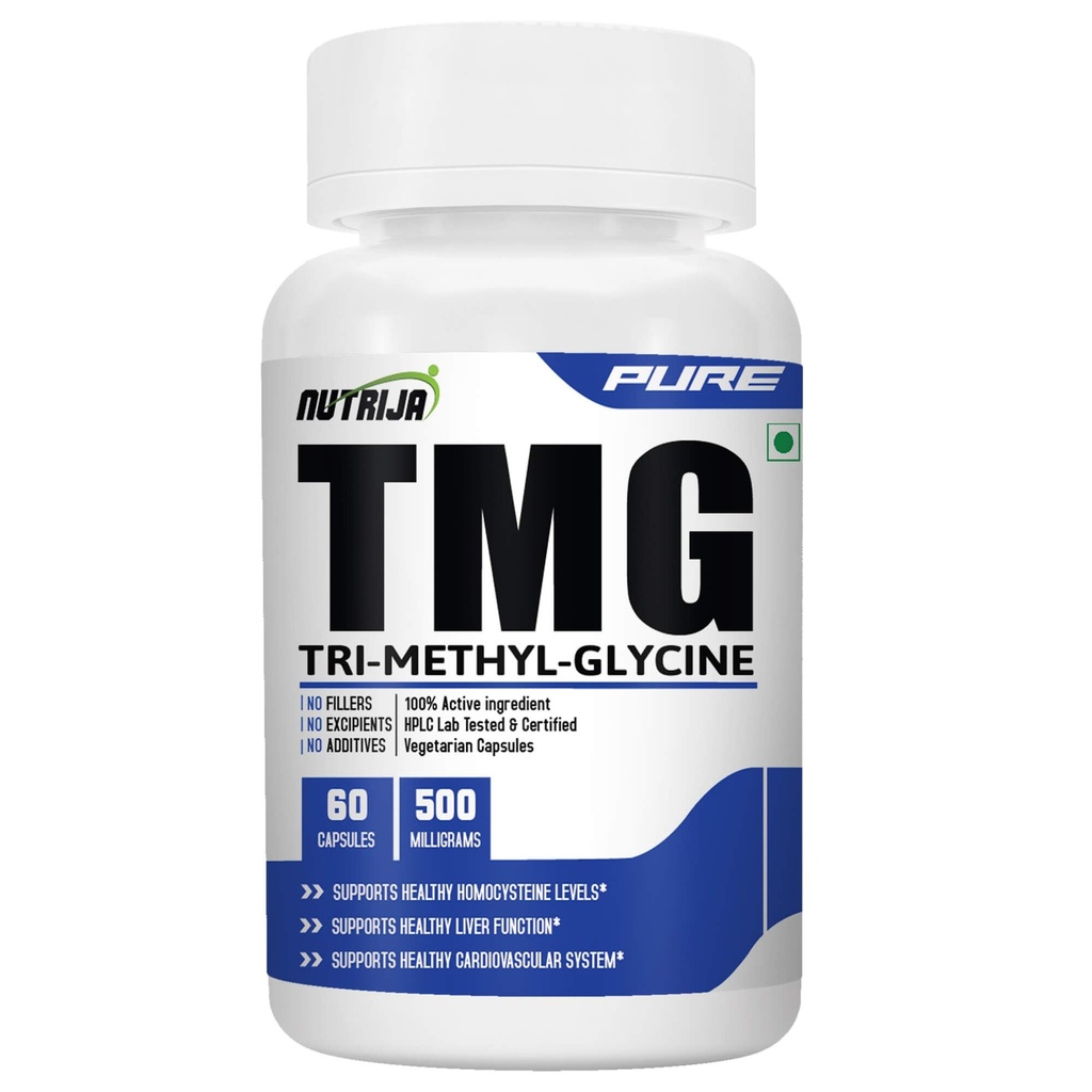 NutriJa Trimethylglycine TMG 500mg | Betaine Anhydrous Supplement | 60 Veg Capsules | Supports Methylation & Healthy Homocysteine Metabolism