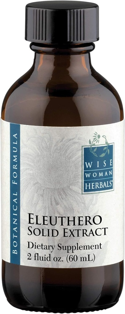 Wise Woman Herbals Eleuthero Root Solid Extract 4:1, sans alcool, adrénal et support de stress, énergie, stamina, endurance mentale, soutient l'humeur équilibrée et l'immunité, 2 Fl Oz