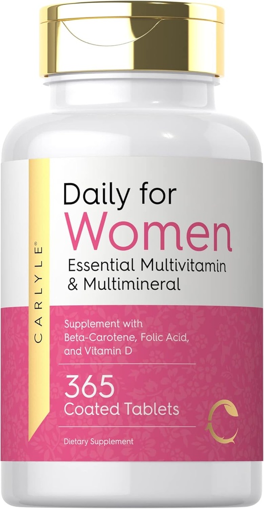 Carlyle Femmes Multivitamine quotidienne et supplément multiminérale , 365 comprimés bêta-carotène, acide folique et vitamine D , non-OGM, pilules sans gluten