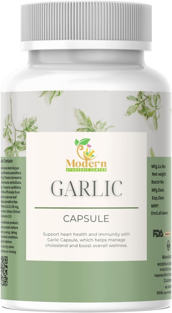 Capsules d'ail biologique – 500mg Pilules d'ail végétalien à base de plantes – 60 Capsules d'ail biologique pour le mieux-être cardiaque, le soutien immunitaire et l'énergie – Non-OGM, sans gluten
