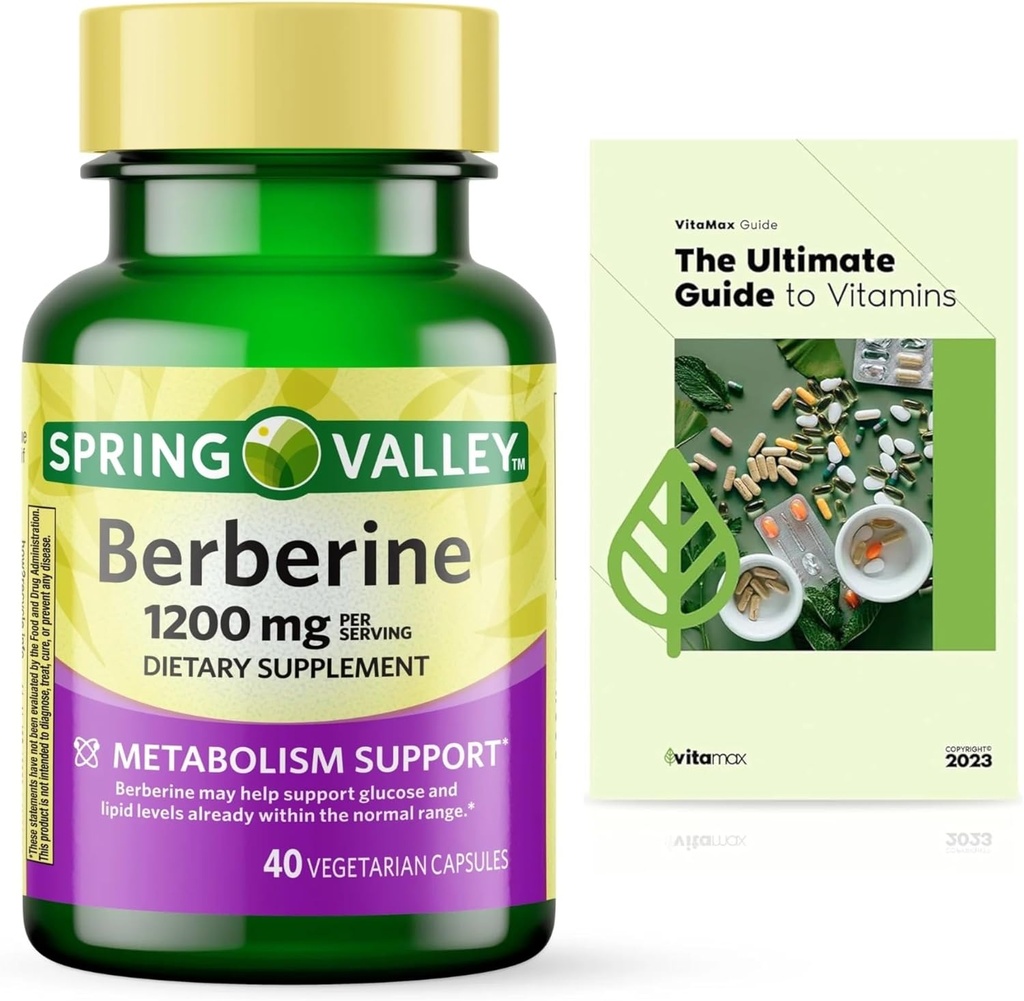 Spring Valley Berberine Dietary Supplement - Metabolism Support - 1200mg Capsules, 40ct