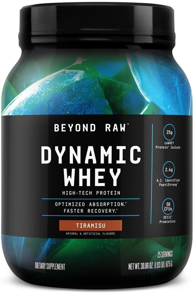 Au-delà des protéines dynamiques brutes de Whey High-Tech - Tiramisu (25 portions)