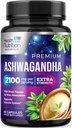 Suppléments Ashwagandha - 2100mg Ashwagandha Capsule pour les femmes et les hommes, Support antioxydant naturel, Extrait de racine Ashwa, Support calmant extra-fort avec poivre noir, végétalien et sans gluten - 60 capsules