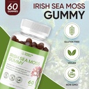 Gummées de mousse de mer d'Irlande biologique - Mélange naturel de racines et de bradderwrack de bardage - Nettoyant et supplément thyroïdien du système immunitaire - Santé de la peau et des ongles - 60CT