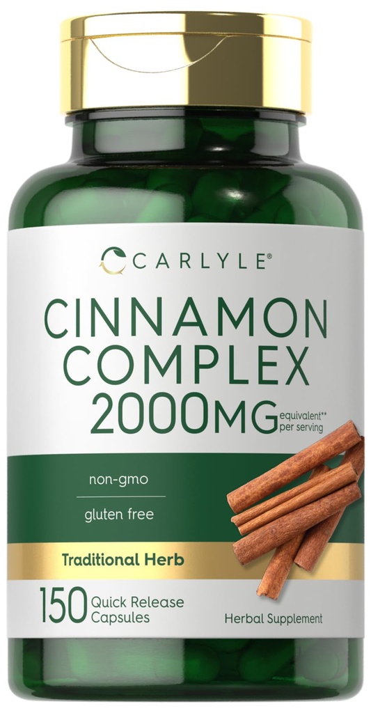 Carlyle Ceylan Cinnamon Complex avec Gymnema et Mulberry , 150 Capsules , Supplément sans gluten