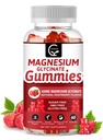 Gommies de Glycinat de magnésium 400mg, supplément de potassium Mg avec complexe de malate de magnésium chélaté, vitamine D, B6 et CoQ10, supports pour la mémoire, calme, l'humeur et le sommeil - 60 Compte (paquet de 1)