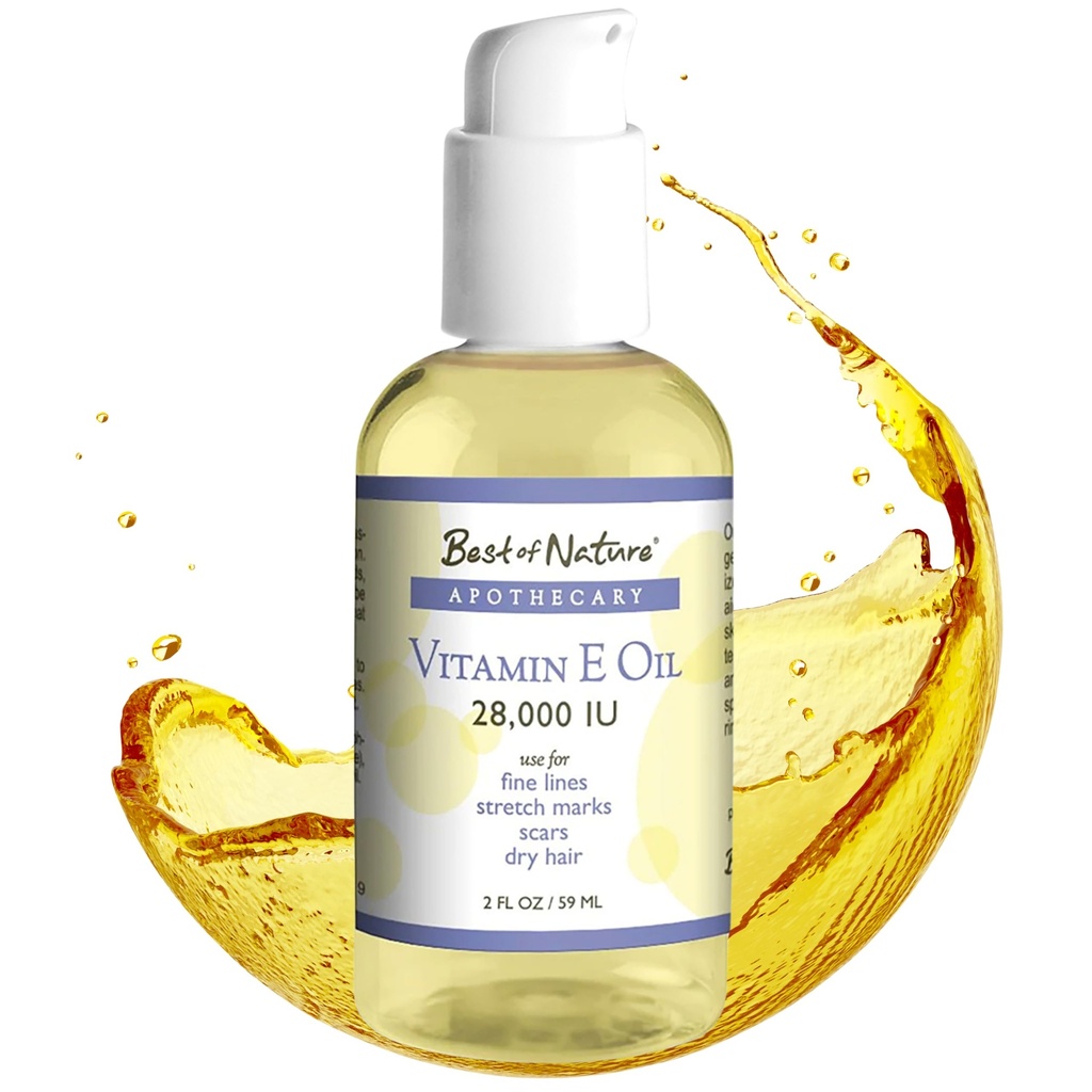 Meilleur de la nature Huile de vitamine E 28 000 UI, hydratant sans parfum avec noix de coco fractionnée - Formule de réparation des dommages pour les cheveux, la peau, le visage et les mains