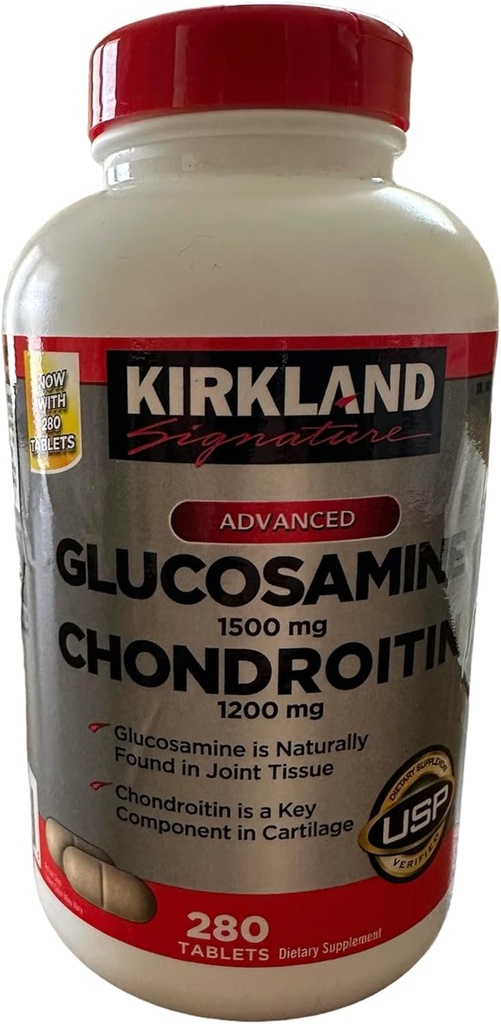 Kirkland Signature Glucosamine HCI 1500mg Sulfate de chondroïtine 1200mg 220 comprimés/nouveau comptage accru
