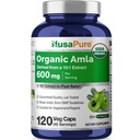 NusaPure Organic Amla Capsules 10:1 Extrait, 600 mg Équivalent à 6 000mg.