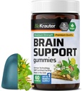 BIO KRAUTER Gummies de soutien au cerveau - 60 Végétaux - Supplément Cerveau Naturel - Ashwagandha, Ginkgo Biloba, Bacopa, DMAE et Vitamines pour le soutien cognitif