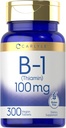 Carlyle B1 vitamine 100mg.300 comprimés Supplément pour les femmes et les hommes.