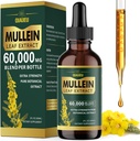 gouttes de Mullein bio pour les poumons, support de teinture de feuille de Mullein nettoyage pulmonaire, supplément naturel extrait liquide pour la désintoxication pulmonaire et la santé respiratoire, Vegan, 2 fl oz