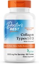 Meilleurs collagènes de docteur de types 1 et 3 avec Peptan, non-OGM, sans gluten, sans soja, soutient cheveux, peau, ongles, Tendons et os, 1000 mg, 180 comprimés