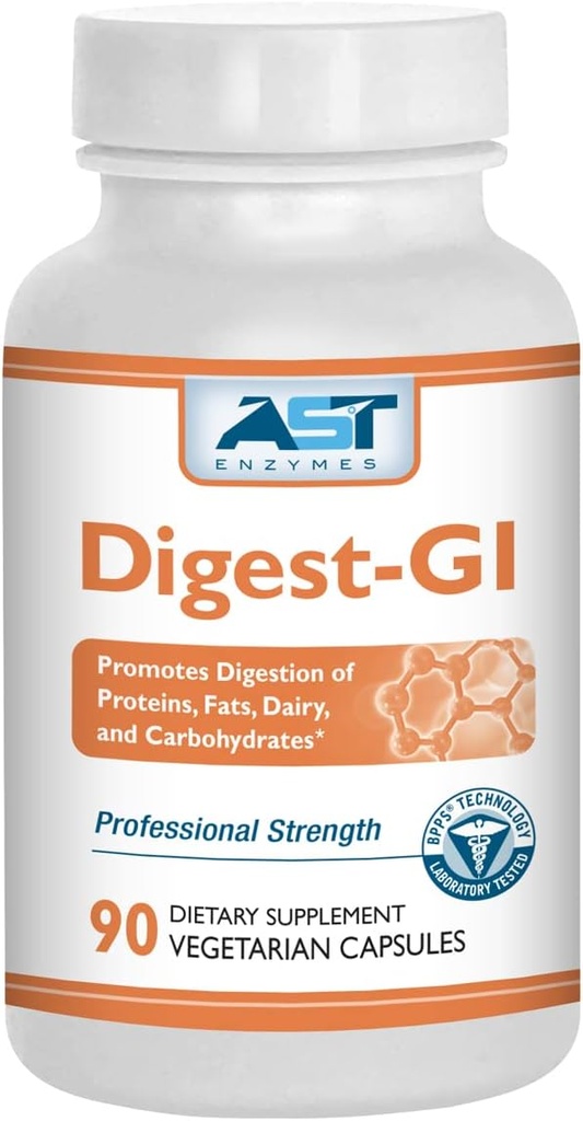 AST Enzymes Digest-GI Enzyme digestive - Digestion et soulagement des ballonnements pour les femmes et les hommes - 90 Capsules végétariennes