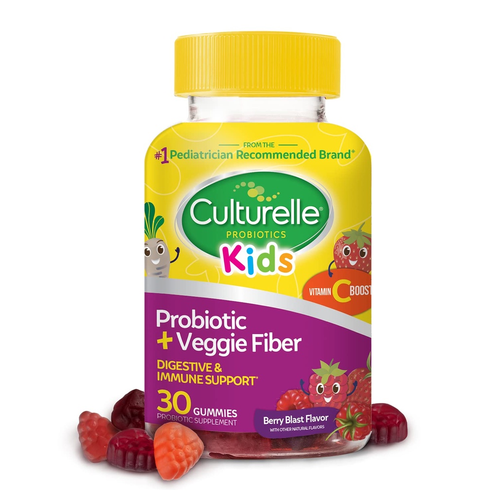 Culturelle Daily Probiotic Capsules 30CT & Kids Probiotic + Gommies de Fibre Veggie 30CT pour la santé digestive et immunitaire