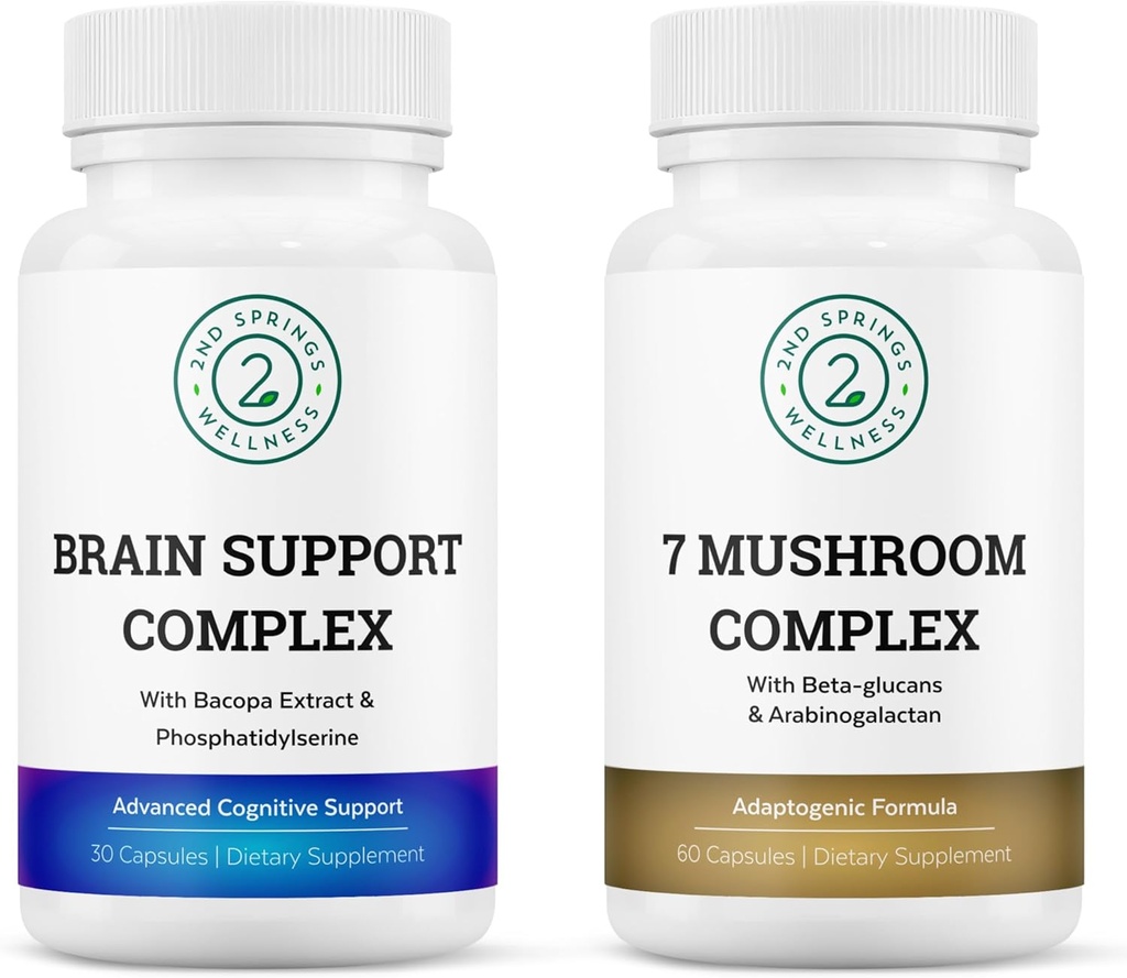 Bundle de concentration conscient - 7 Complexe de champignons et soutien cérébral pour la clarté cognitive et l'amélioration nootropique