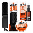 Wild Willies Kit de soins de la barbe : Lisseur de la barbe chauffée pour les hommes, beurre de la barbe, et le sérum de croissance de la barbe - Ensemble d'outils ultimes de toilettage, baume de la barbe, sérum hydratant, brosse à barbe chaude pour usage quotidien