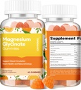 60 Compte Glycinat de magnésium Gommies 400mg w/Ashwagandha Supplément - Supplément sans sucre Zinc Glycinat de magnésium Gommies Ashwagandha pour adultes