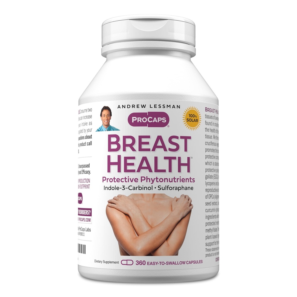 ANDREW LESSMAN Breast Health 360 Capsules - Fournit des composés protecteurs pour le soutien naturel du tissu délicat du sein, avec Indole-3-Carbinol, Sulforaphane, Extrait de thé vert, et plus encore
