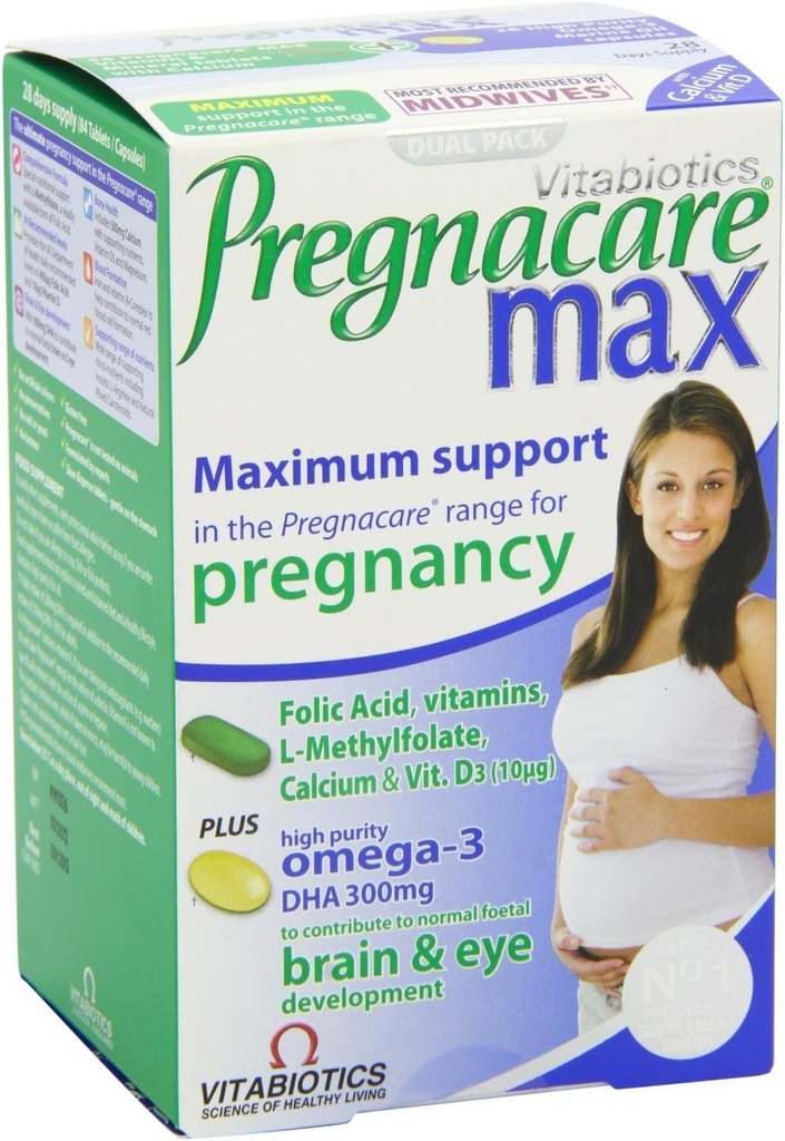 Vitabiotics Ltd, Angleterre 2 Packs Pregnacare Max 84 Comprimés = Total 168 Comprimés/Capsules
