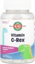 KAL C-Rex Chewable Vitamine C pour les enfants, supplément de soutien immunitaire avec des bioflavonoïdes de Rose HIPS, Rutin & Acerola, Tasty Orange, Fructose sans, comprimés à croquer