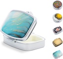 Petite boîte à pilules pour la purse, Portable Pill Organizer pour la médecine Huiles de poisson Vitamines, Métal mignon Voyage sac à pilules de poche porte-conteneur (Rectangle Marble)