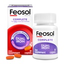 Caplets complets de supplément en fer Feosol, Bifera Fer pour haute absorption, Heme et non-Heme Dual Action minimise les effets secondaires, 1 par jour, pour l'énergie et le système immunitaire support, Fabriqué aux États-Unis, 30 Compte
