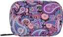 Naanle Traditionnelle Paisley Fleurs Pill Box 7 Day Case Sac d'organisateur de voyage avec fermeture éclair Floral Portable Taille compacte hebdomadaire pour le support de supplément de vitamine, 4,6 x 3,14 x 1,88 pouce, violet