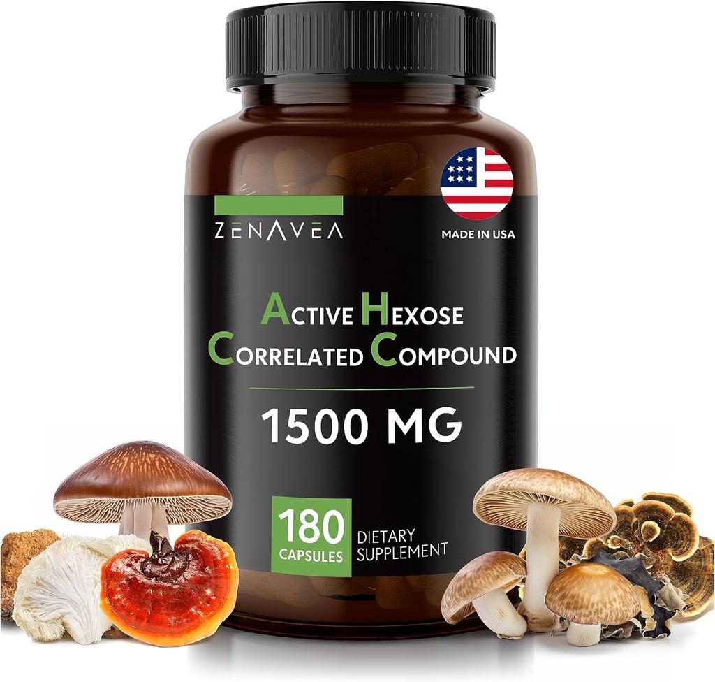 Composé actif Hexose cordépendant 180 capsules 1500mg par service - Supplément de champignons biologiques végétaliens Aide à soutenir le système immunitaire et promouvoir les cellules T et Tueur naturel