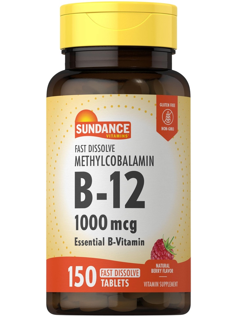 Sundance B-12 méthylcobalamine 1 000 mcg. 150 comprimés à dissolution rapide.