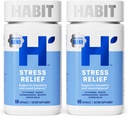 Habit Stress Relief Supplement 2 Pack (120 Capsules) - Nouveau look, soutient la relaxation et l'équilibre de l'humeur, vitamine B, adaptogènes, baume de citron, calmant, végétalien, non-OGM