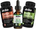 Huile d'Origan Gouttes liquides organiques et Capsules de nettoyage - Huile organique de gouttes d'Origan Extrait de teinture, Candi Cleanse Detox - Acid Caprylique, Wormwood Black Walnut & Cloves Capsules