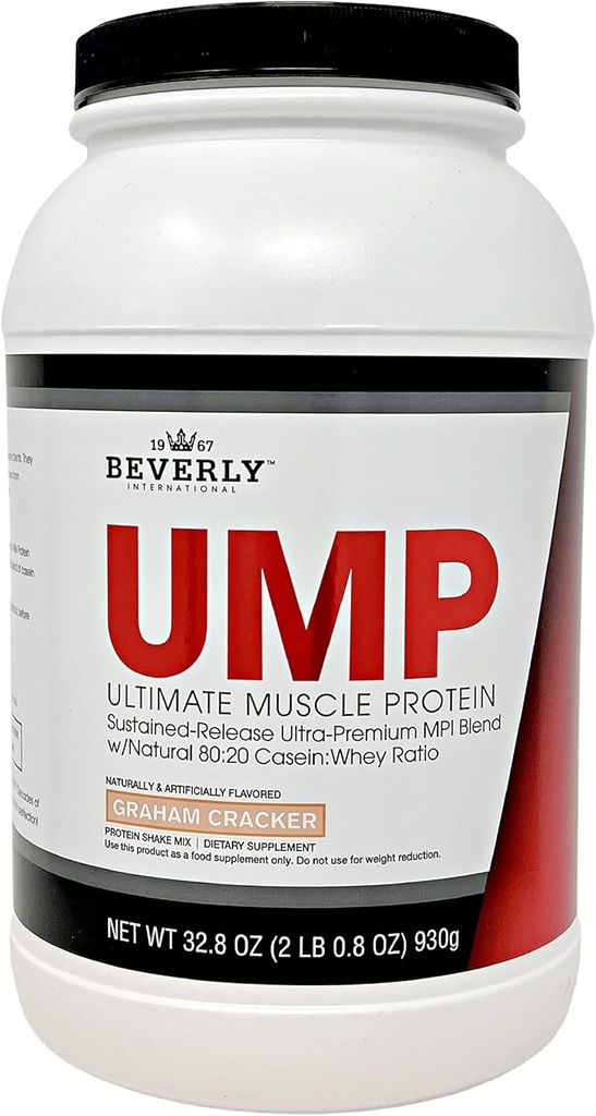 Beverly International poudre de protéines UMP, Graham Cracker. Unique Whey-Casein Ratio construit le soutien musculaire maigre. Facile à digérer. Pas de bloade. (32,8 oz) 2lb .8 oz