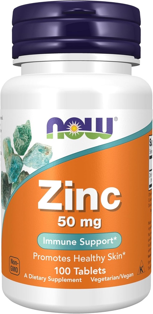 MAINTENANT Aliments suppléments, zinc (gluconate de zinc) 50 mg, soutient les fonctions enzymatiques*, support immunitaire*, 100 comprimés