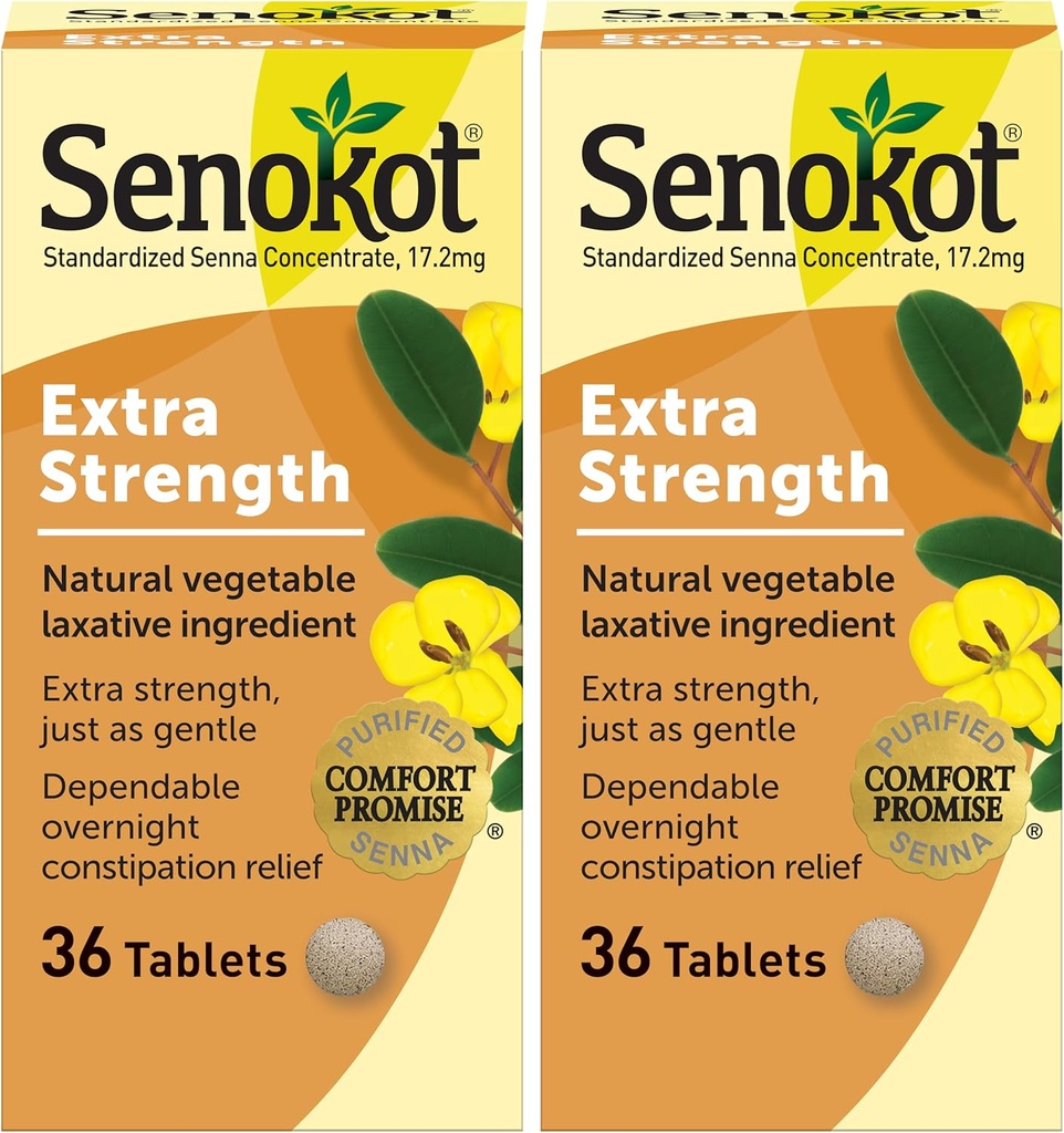 Senokot Laxatif Légume naturel extra-fort pour le soulagement de nuit douce Constipation occasionnelle, 36 comtes (paquet de 2)