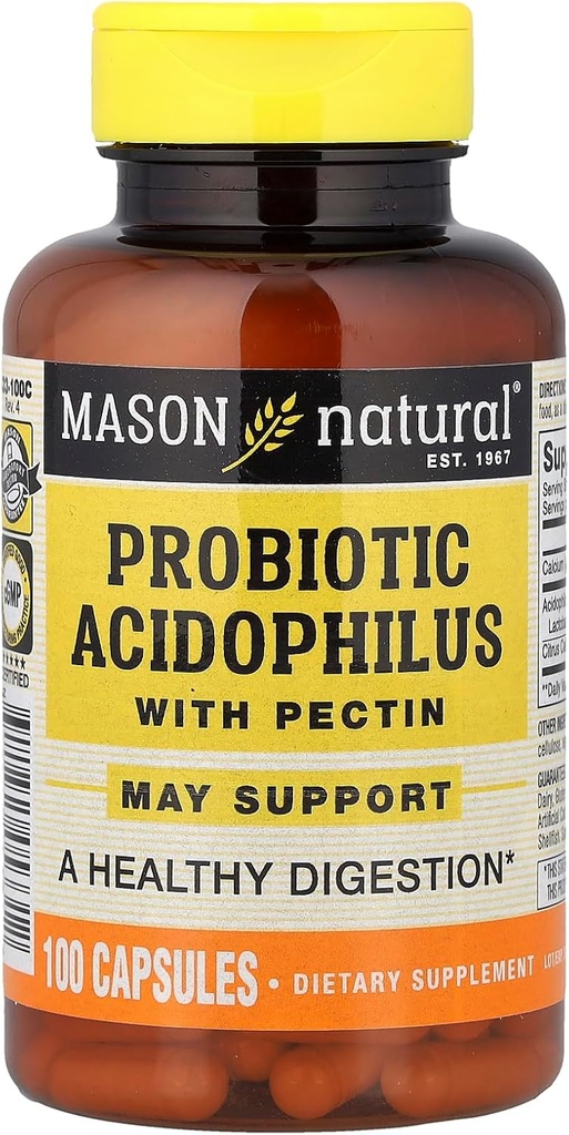 MASON NATURAL Probiotique Acidophilus avec Pectine, 100 Capsules