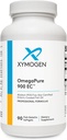 XYMOGEN OmegaPure 900 EC - IFOS de l'Alaska Huile de poisson certifiée Omega 3 à cinq étoiles - Supplément d'huile de poisson DHA de l'EPA - soutient la santé cardiovasculaire et cérébrale (90 softgels entériques)