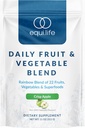 Equilife mélange quotidien de fruits et légumes, supplément antioxydant super-alimentaire, goût de pomme de Crisp avec vitamine C, fibre et 9 acides aminés essentiels, soutient l'énergie, faible sucre, végétalien, 30 portions