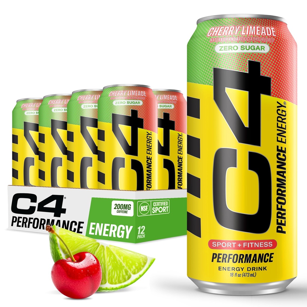 C4 Original Sugar Free Energy Drink 16oz (Pack of 12) | Cherry Limeade | Pre Workout Performance Drink with No Artificial Colors or Dyes