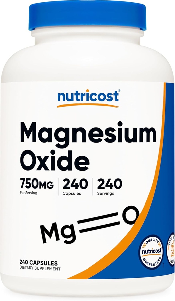 Nutricost Oxyde de magnésium 750mg, 240 Capsules - 420mg de magnésium, non-OGM, sans gluten